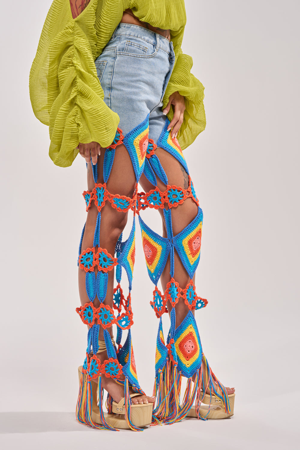 OUT OF OFFICE CROCHET DENIM JEANS