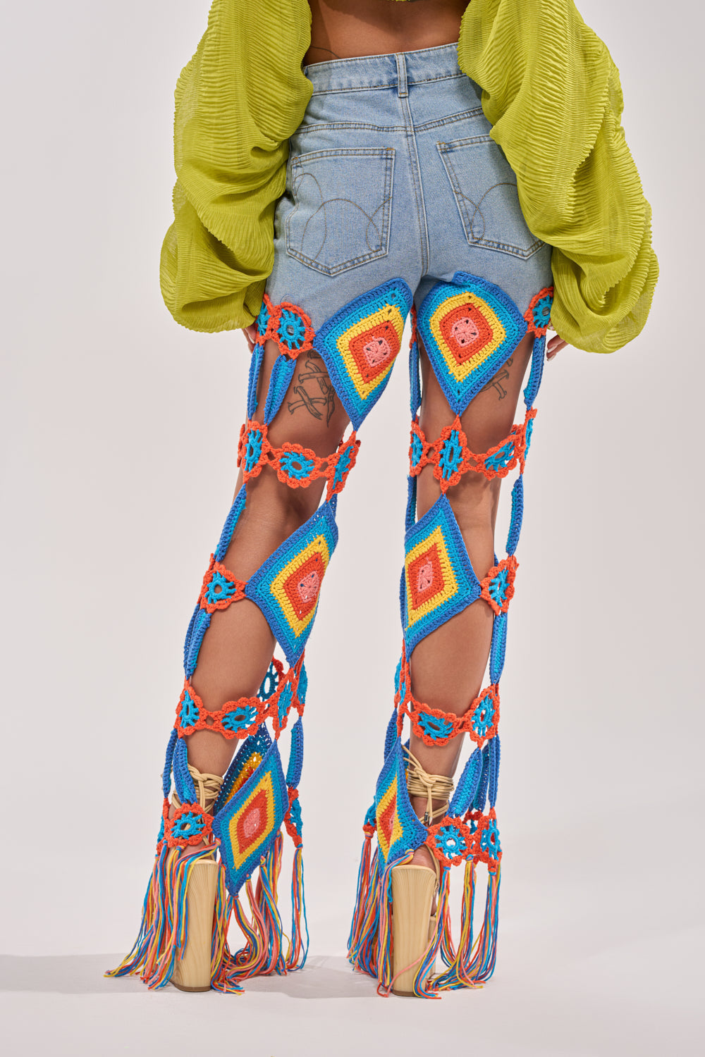 OUT OF OFFICE CROCHET DENIM JEANS