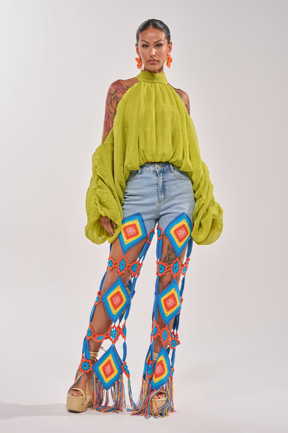 OUT OF OFFICE CROCHET DENIM JEANS