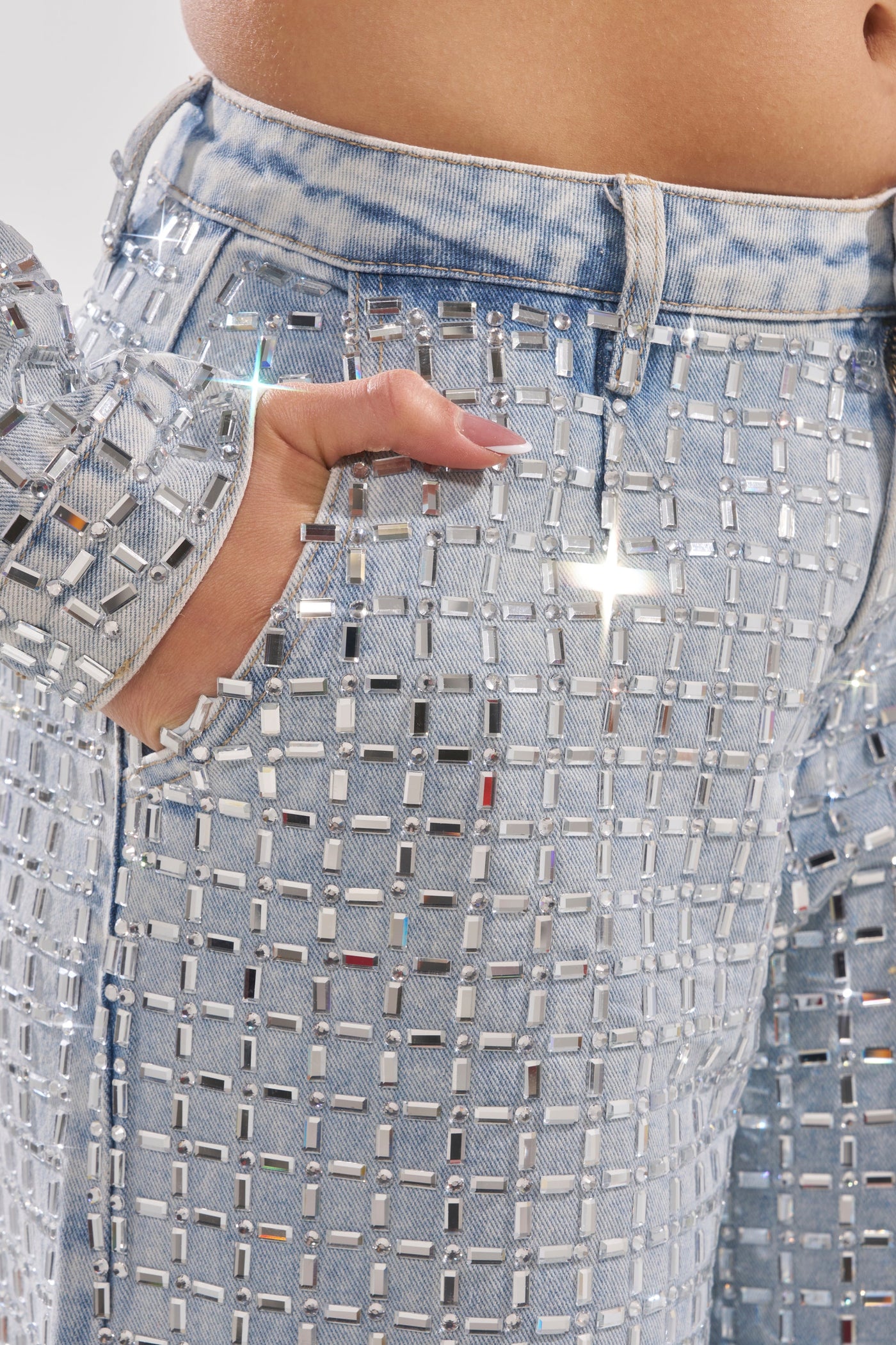 PICK N CHOOSE RHINESTONE WIDE LEG DENIM