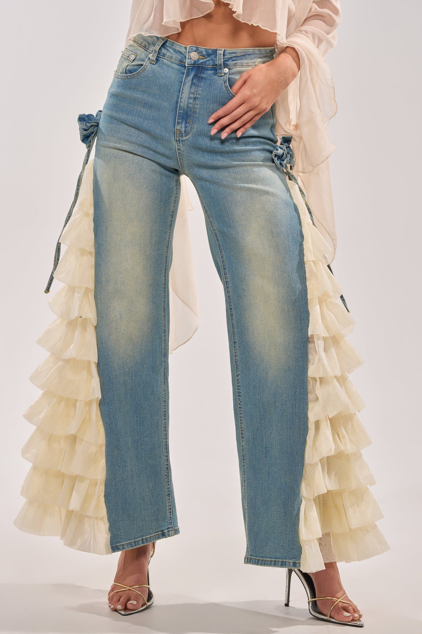 RUFFLE CITY STRAIGHT LEG DENIM