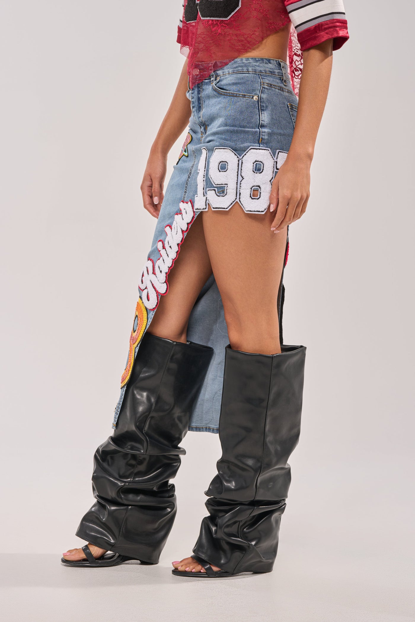 RAIDERS DENIM MAXI SKIRT