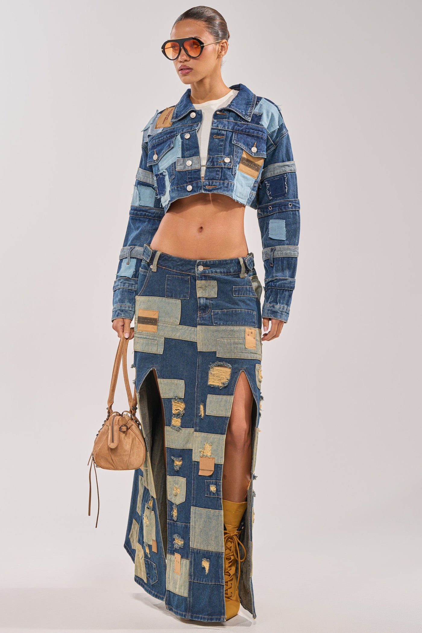 PATCH ME UP DENIM MAXI SKIRT