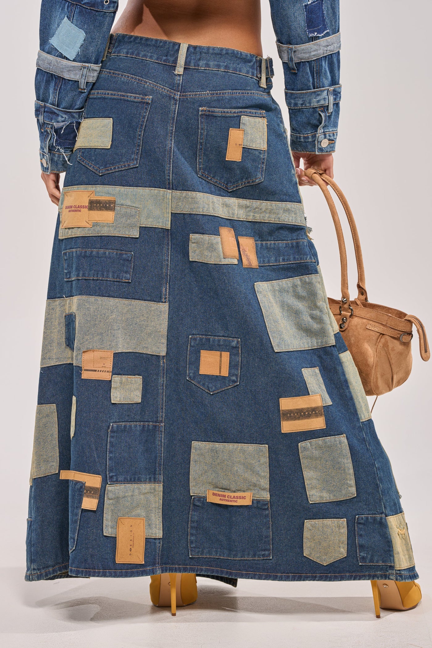 PATCH ME UP DENIM MAXI SKIRT