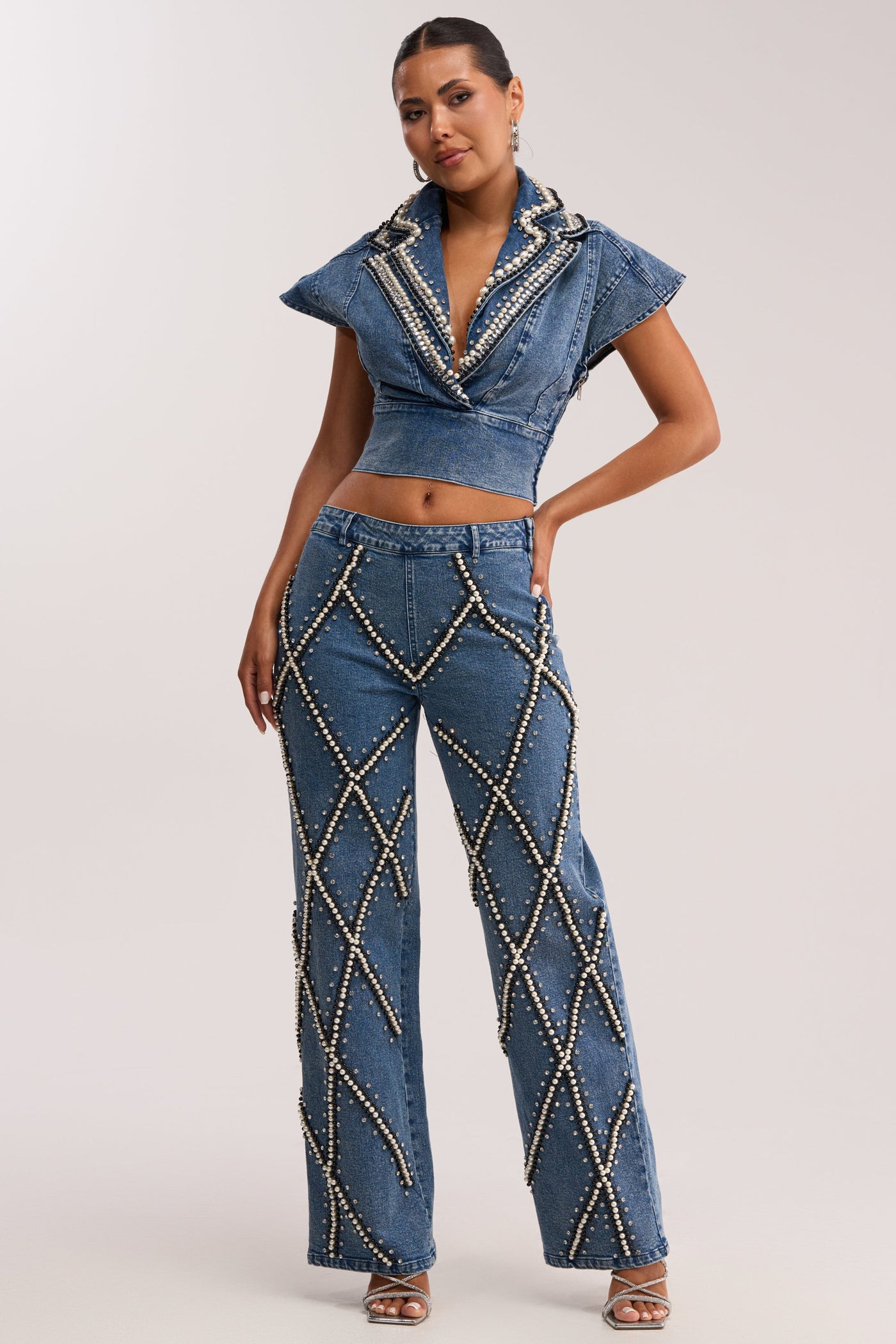 DRIPPING IN PEARLS DENIM PANT