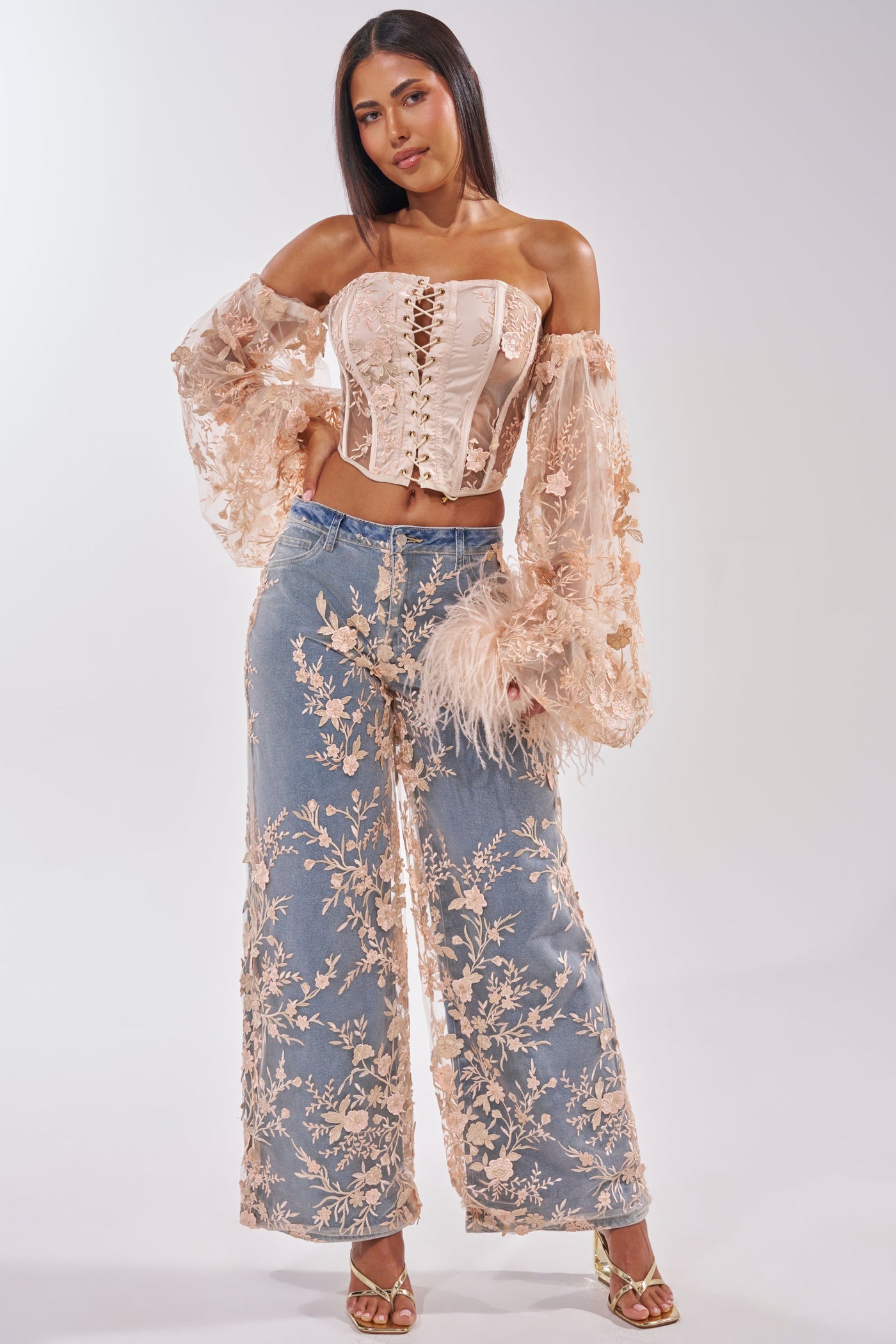 FLY AWAY WITH ME FLORAL DENIM