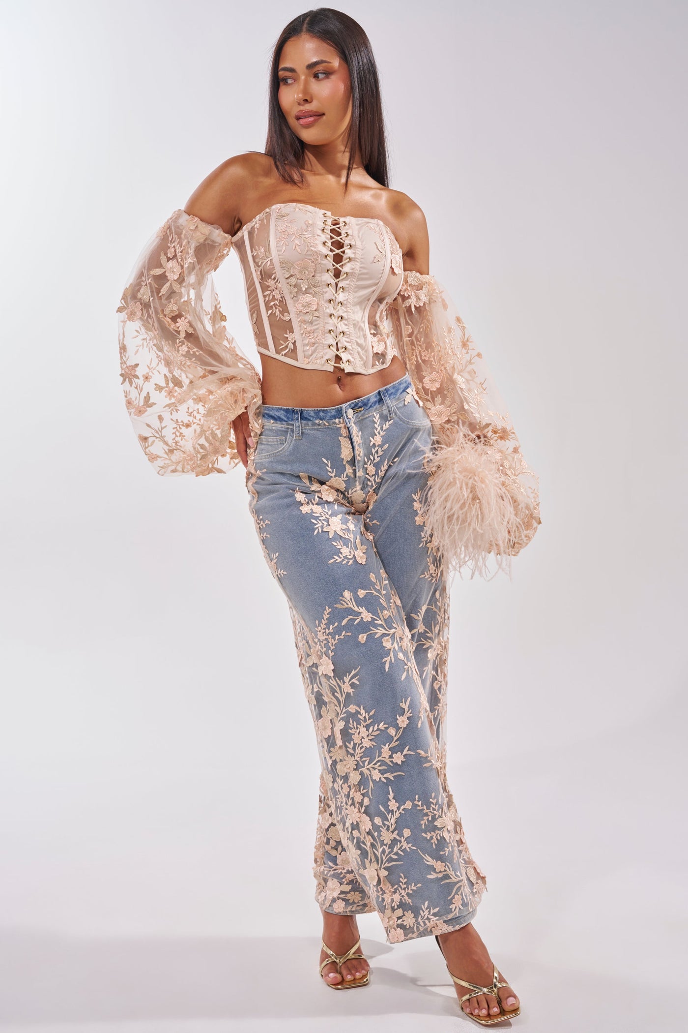FLY AWAY WITH ME FLORAL DENIM