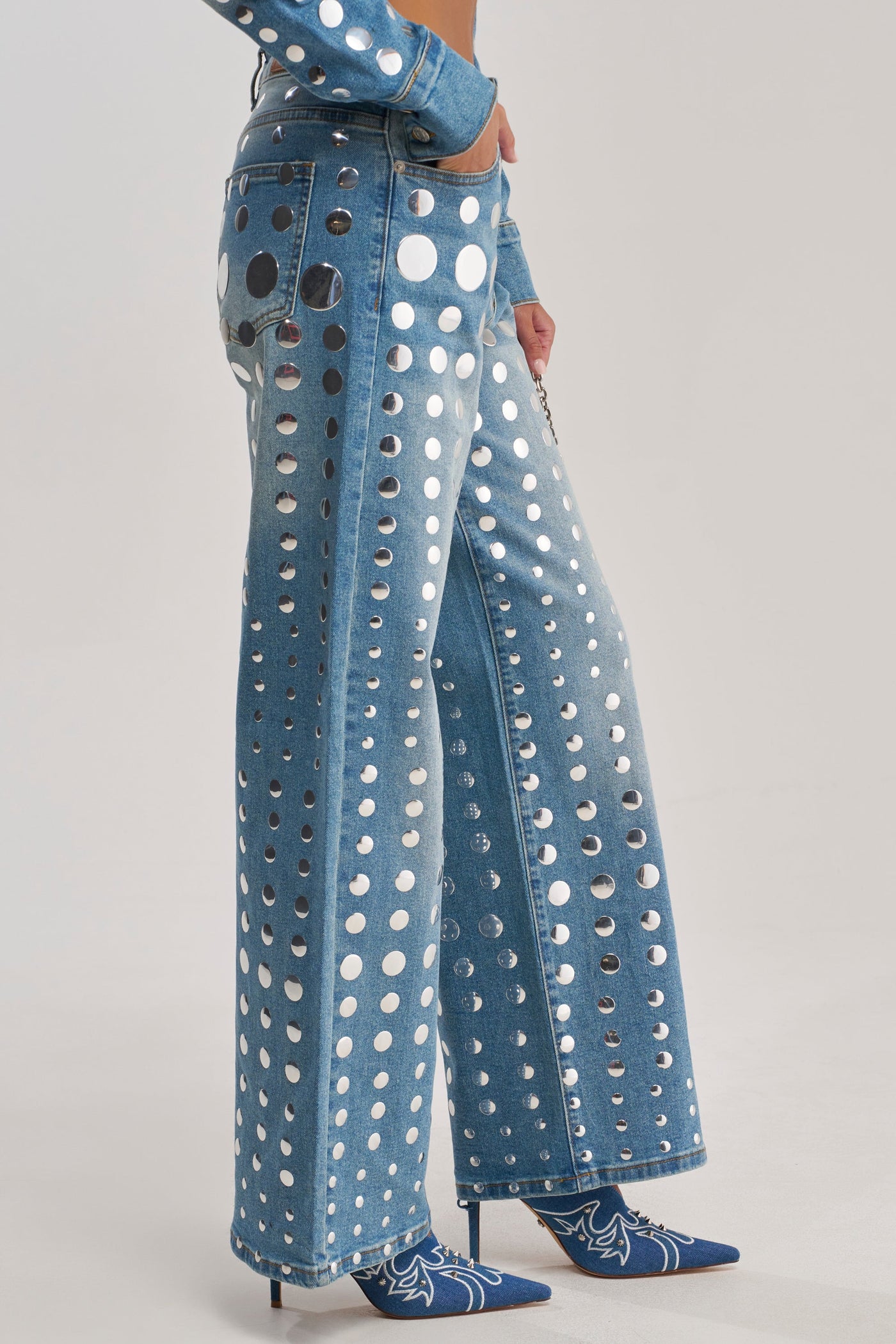 STUDS EVERYWHERE RELAXED DENIM PANT