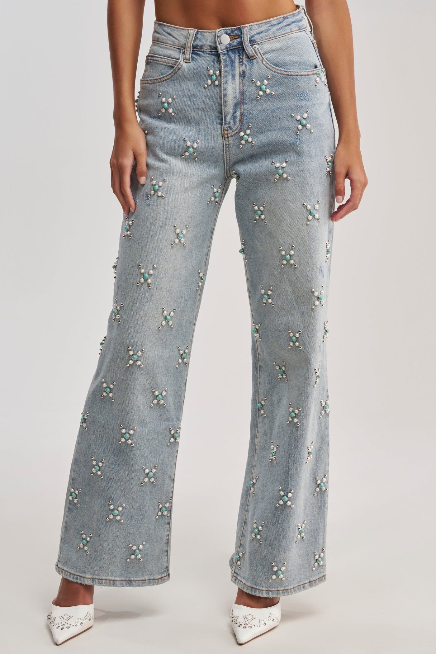 TRYING SOMETHING OUT STUDDED DENIM