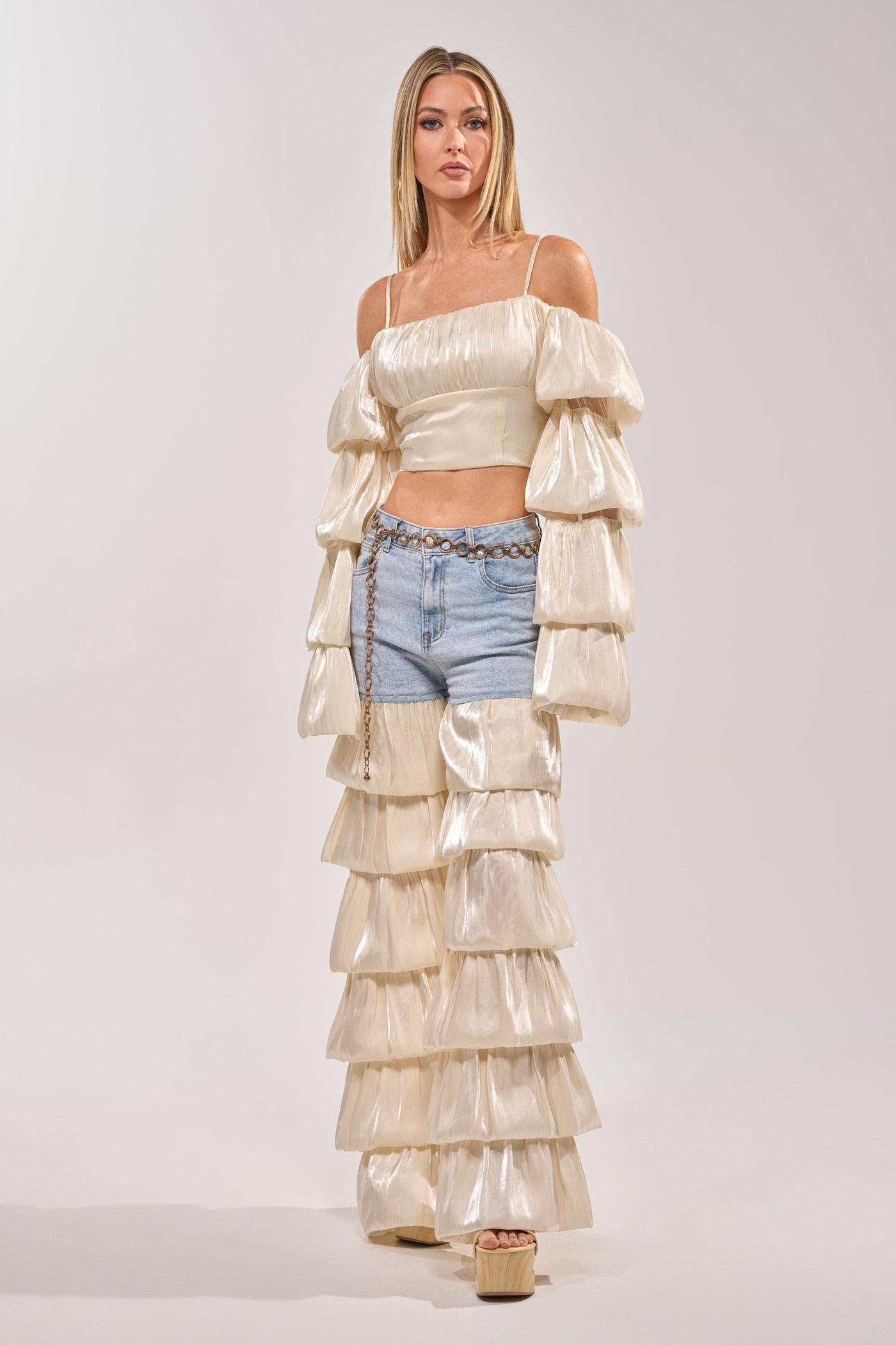 BOUNCIN AROUND DENIM RUFFLE PANT