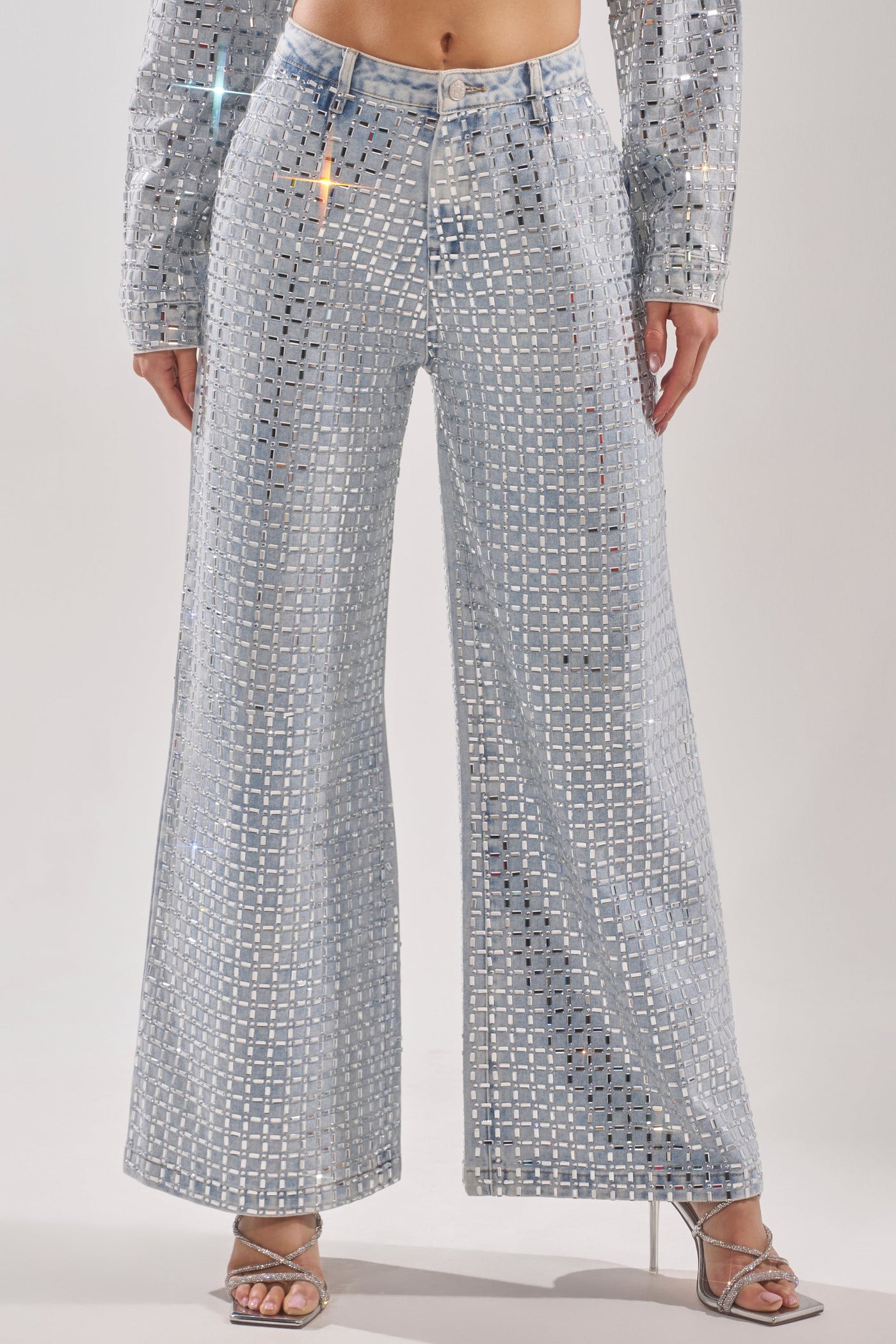 PICK N CHOOSE RHINESTONE WIDE LEG DENIM