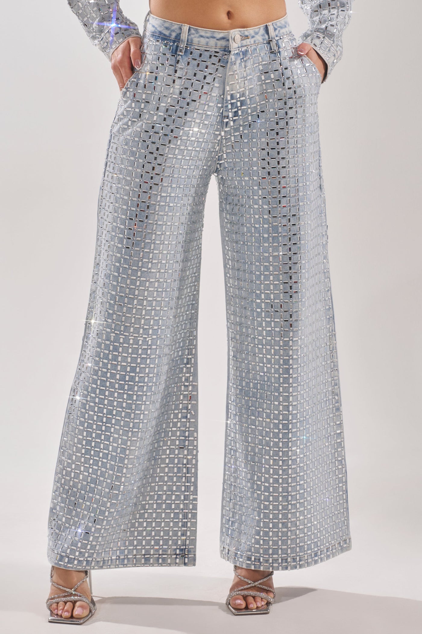 PICK N CHOOSE RHINESTONE WIDE LEG DENIM