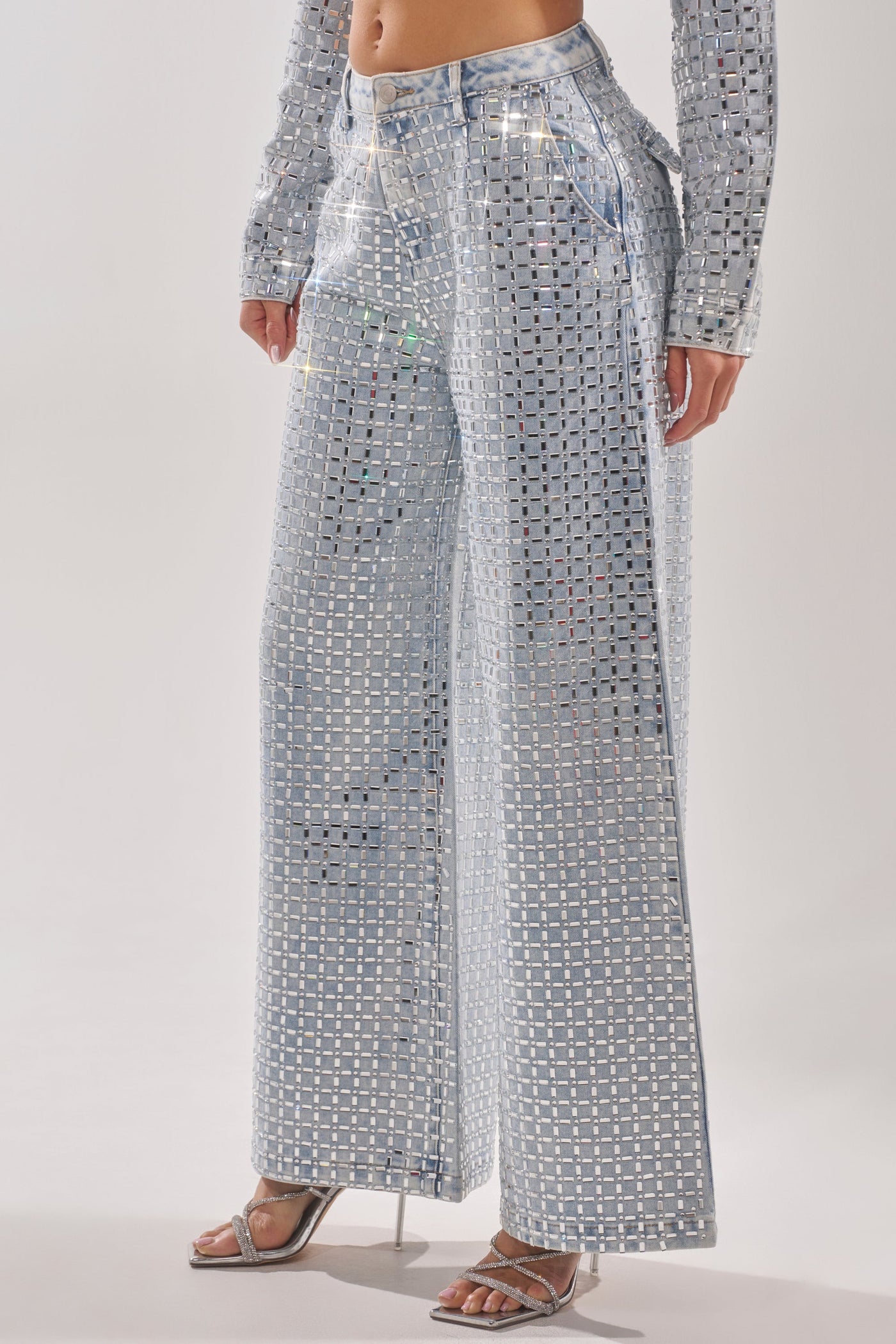 PICK N CHOOSE RHINESTONE WIDE LEG DENIM