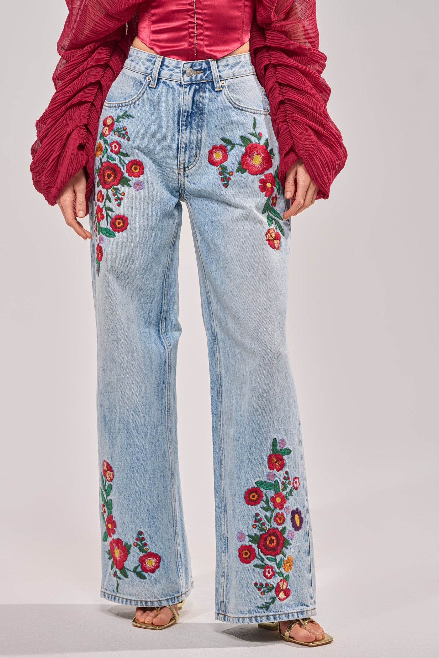 GIVE ME FLOWERS WIDE LEG DENIM