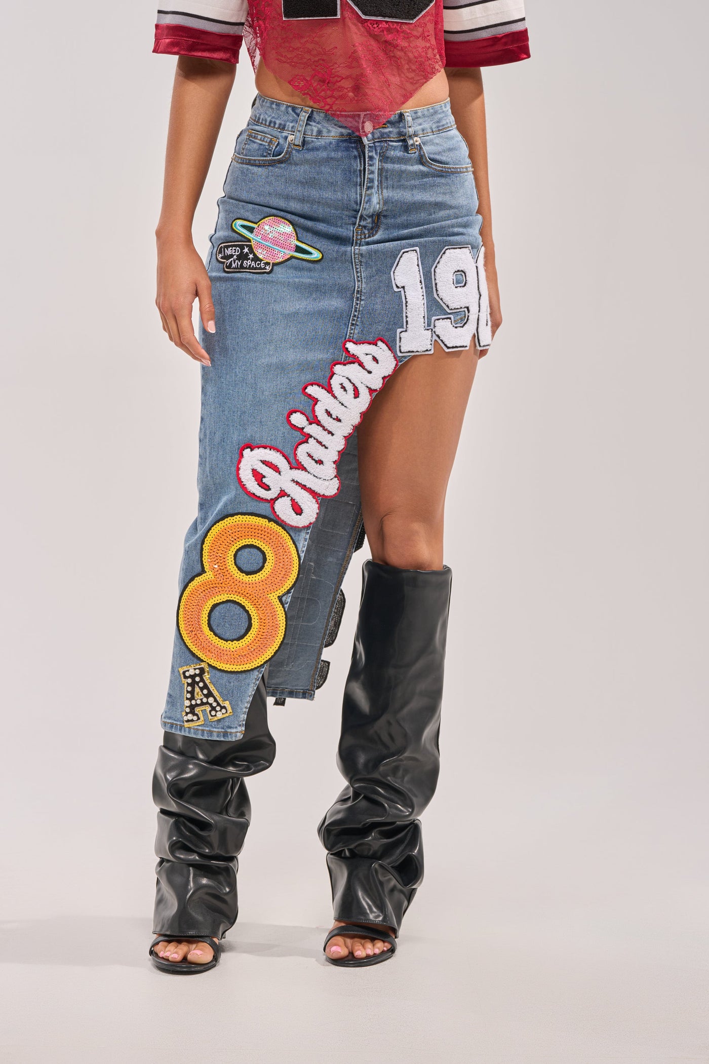 RAIDERS DENIM MAXI SKIRT