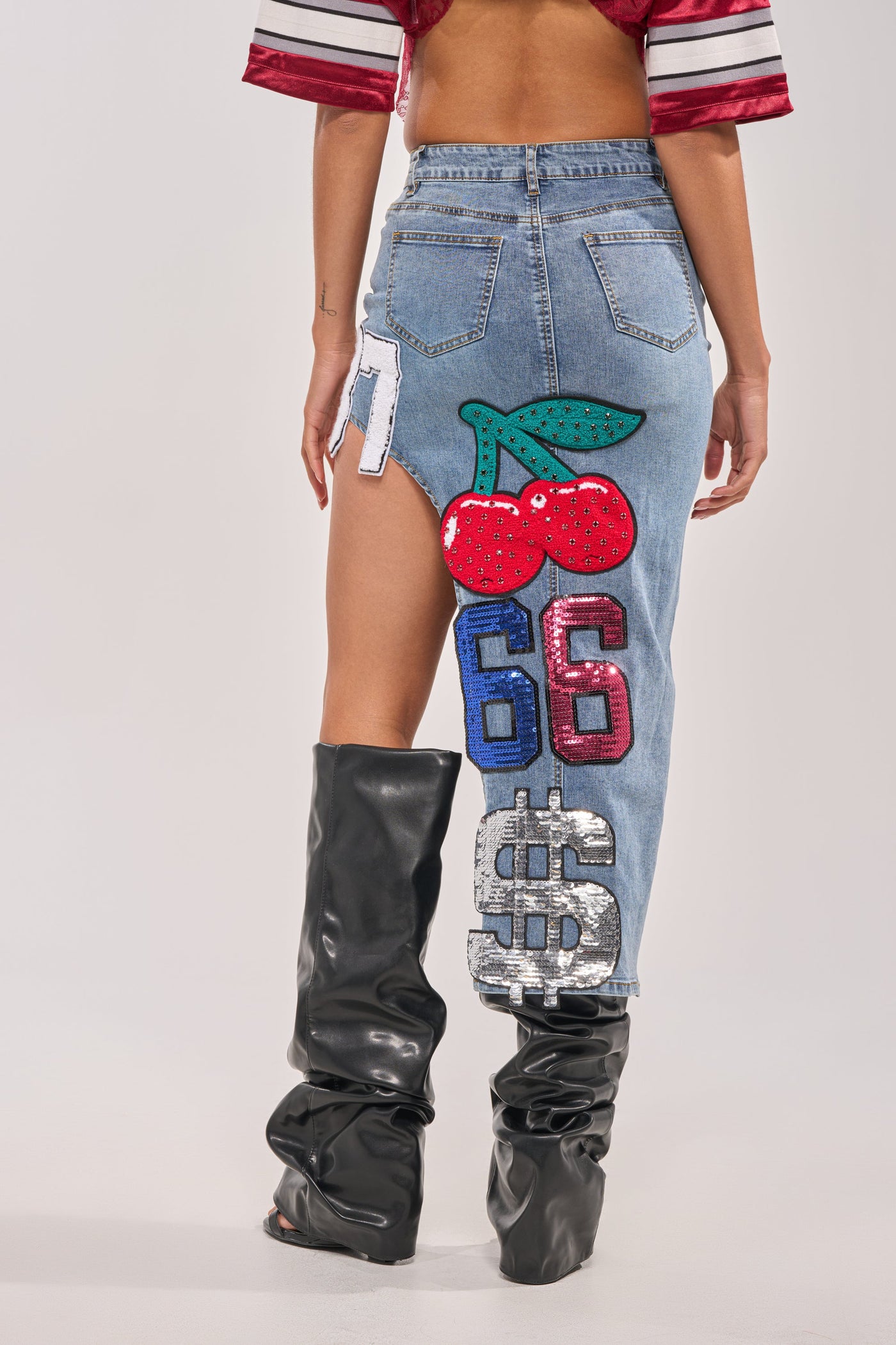 RAIDERS DENIM MAXI SKIRT