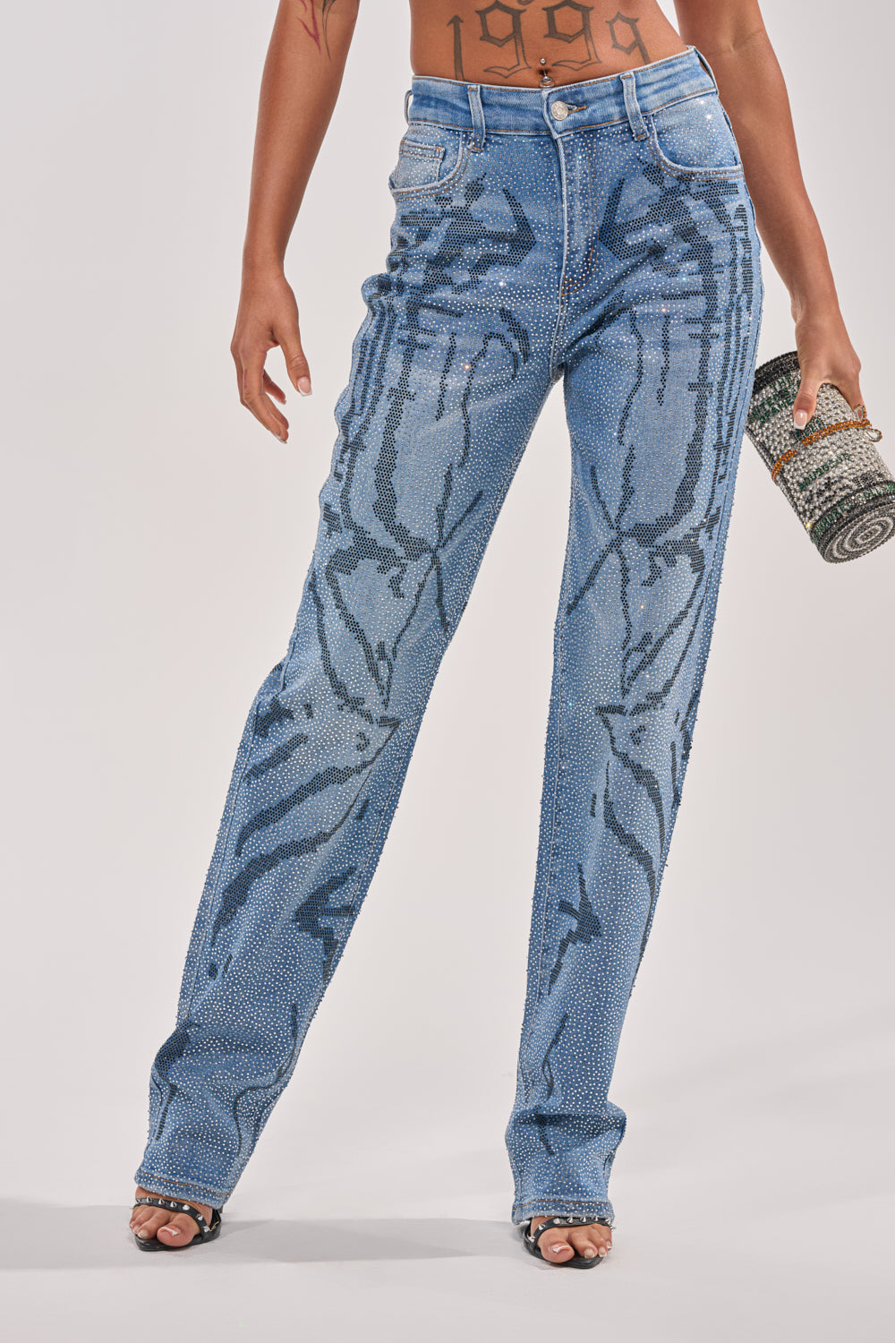 ITS MAGIC RHINESTONE STRAIGHT LEG DENIM