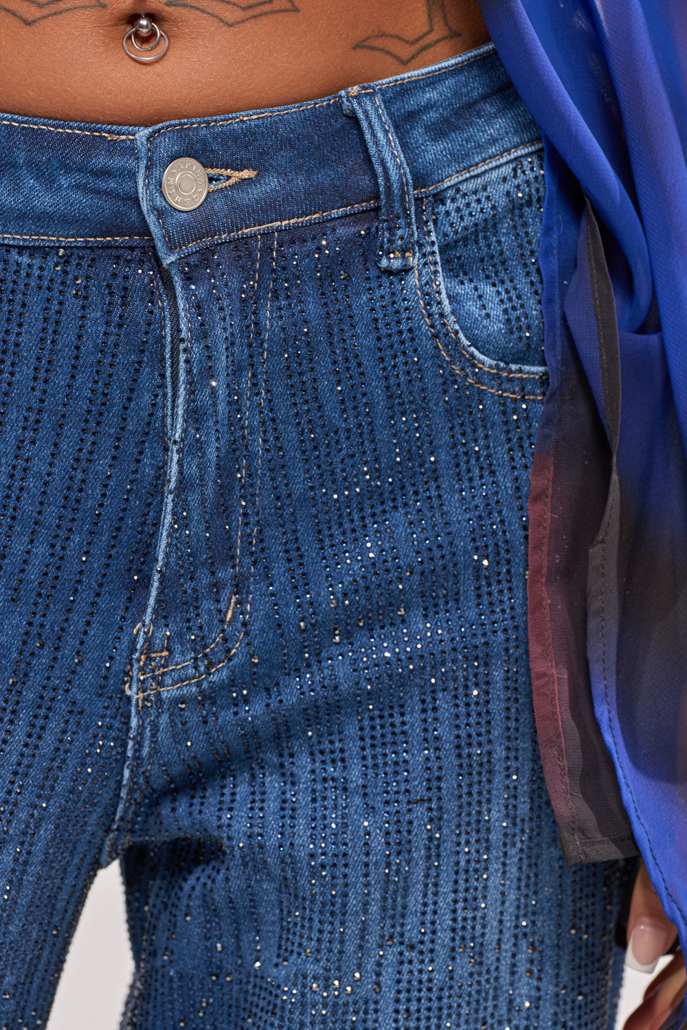 ITS ELECTRIC RHINESTONE WIDE LEG DENIM