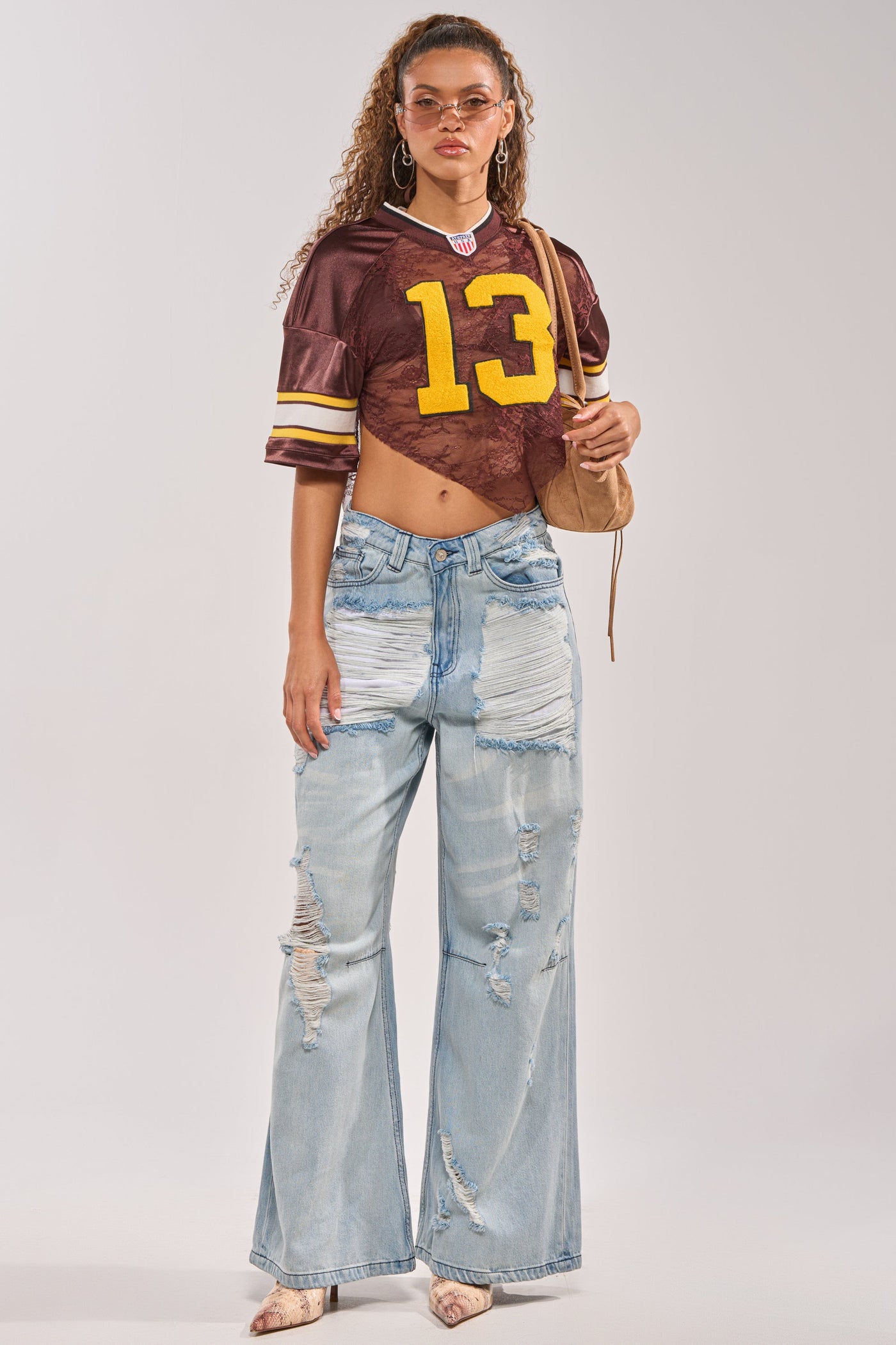 SUPER DISTRESSED WIDE LEG DENIM