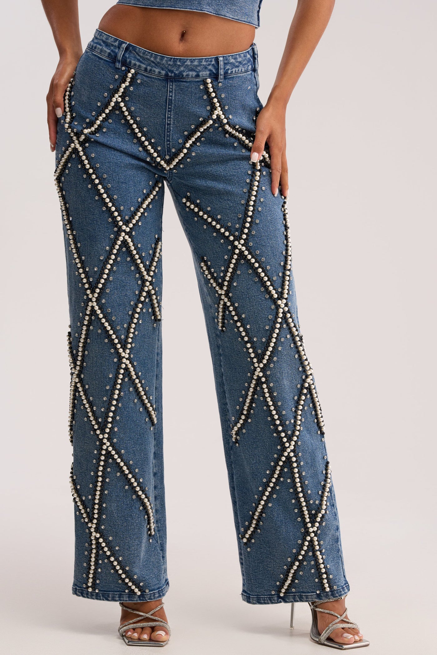 DRIPPING IN PEARLS DENIM PANT