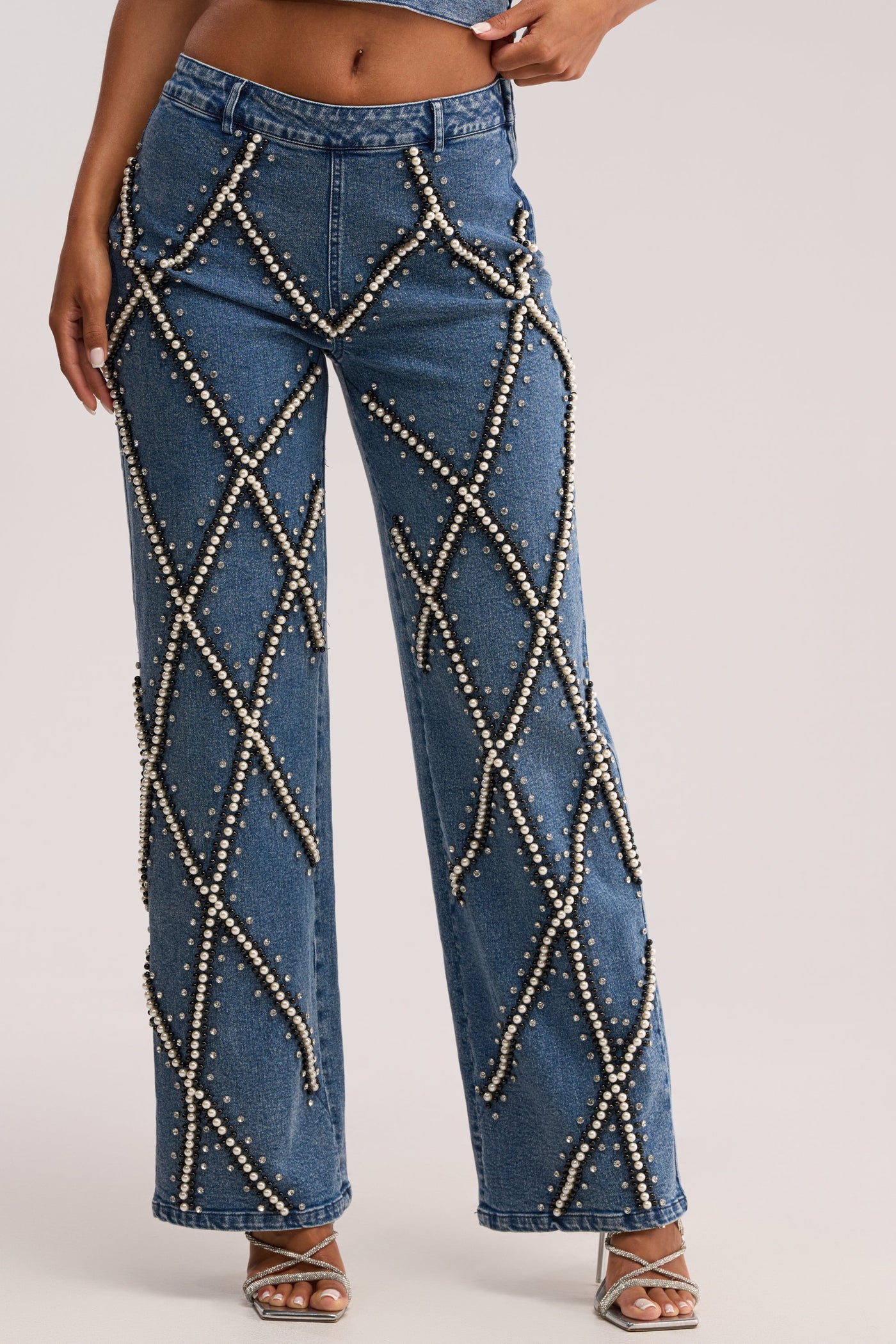 DRIPPING IN PEARLS DENIM PANT