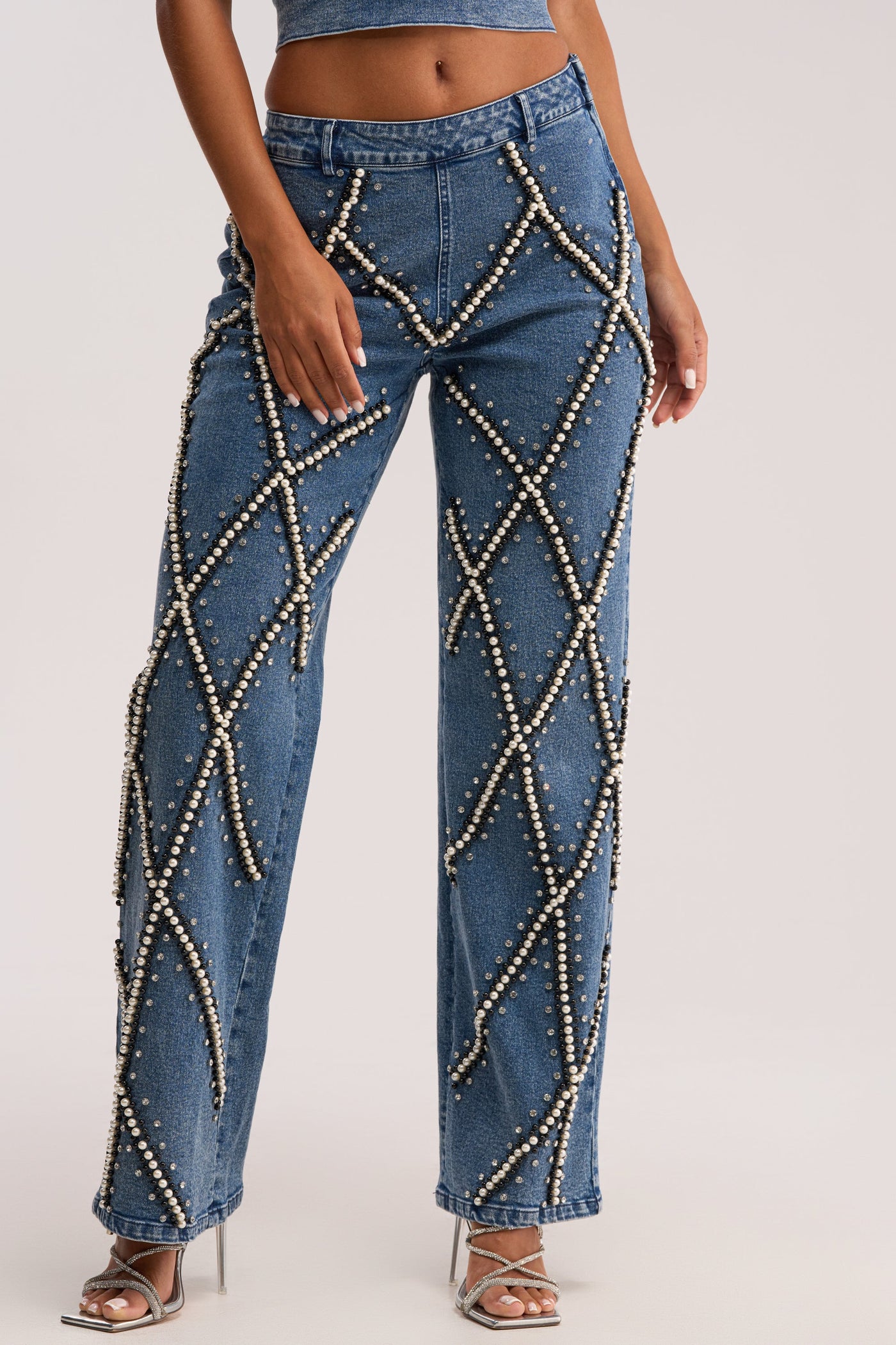 DRIPPING IN PEARLS DENIM PANT