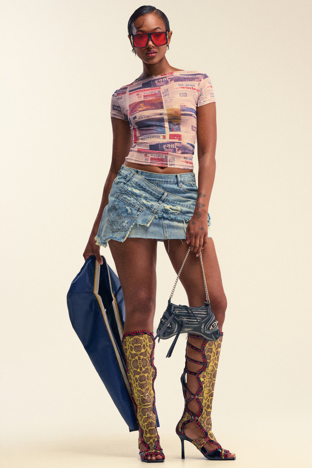 DUMP HIM LOW RISE DENIM MINI SKIRT