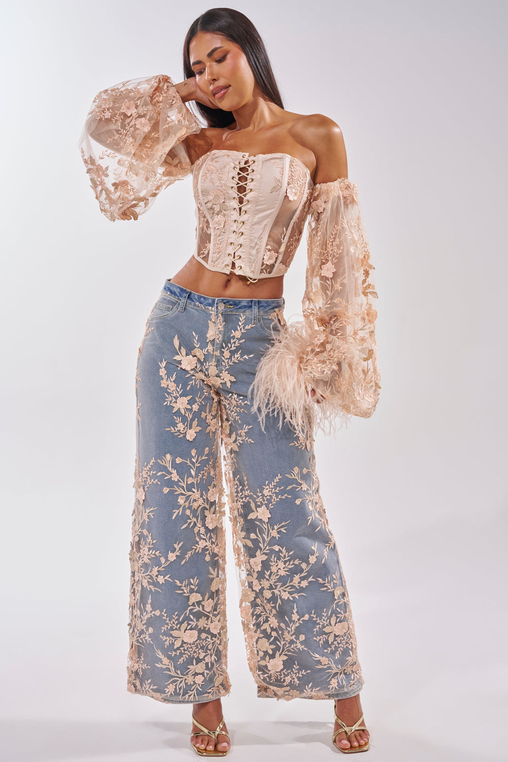 FLY AWAY WITH ME FLORAL DENIM