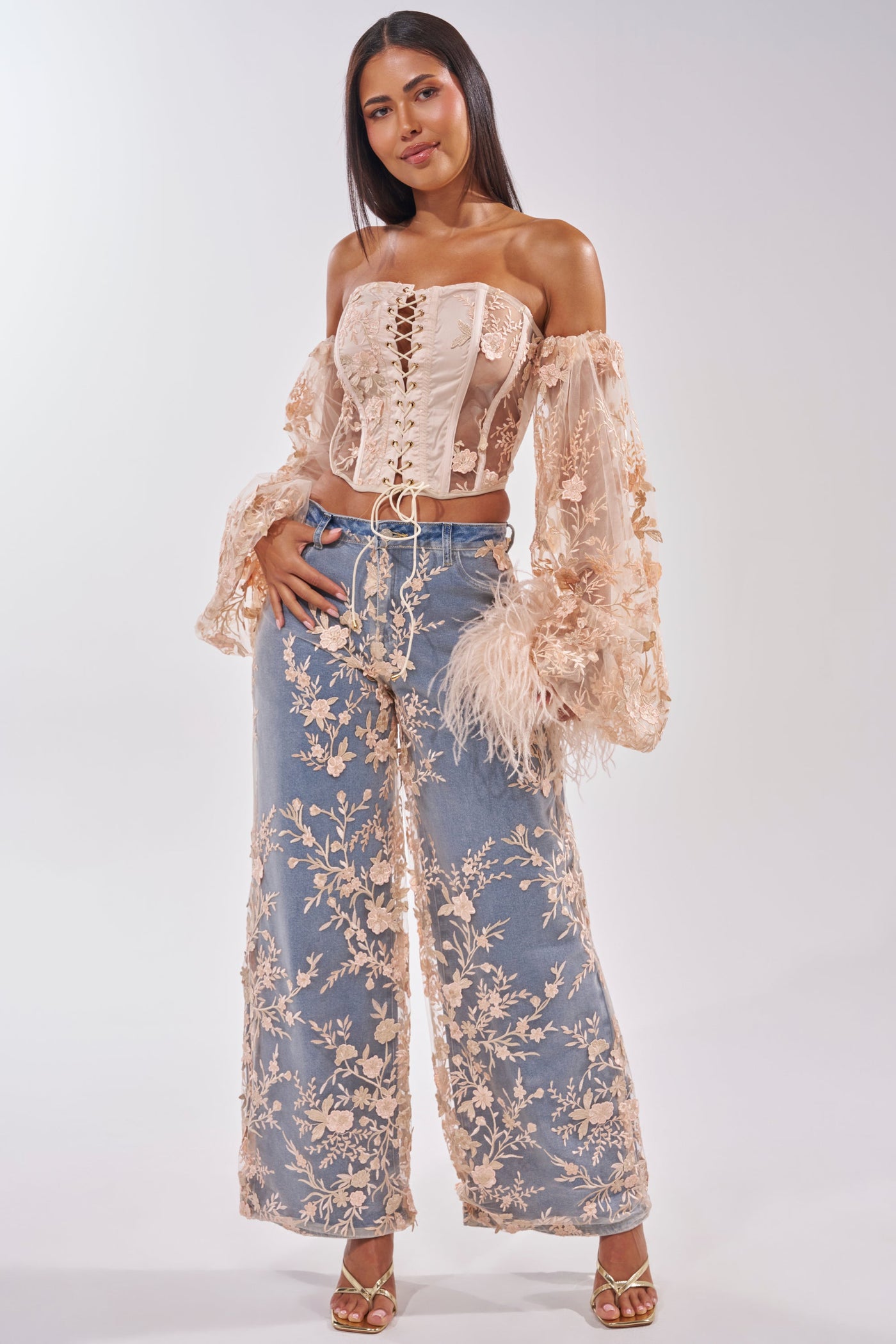 FLY AWAY WITH ME FLORAL DENIM