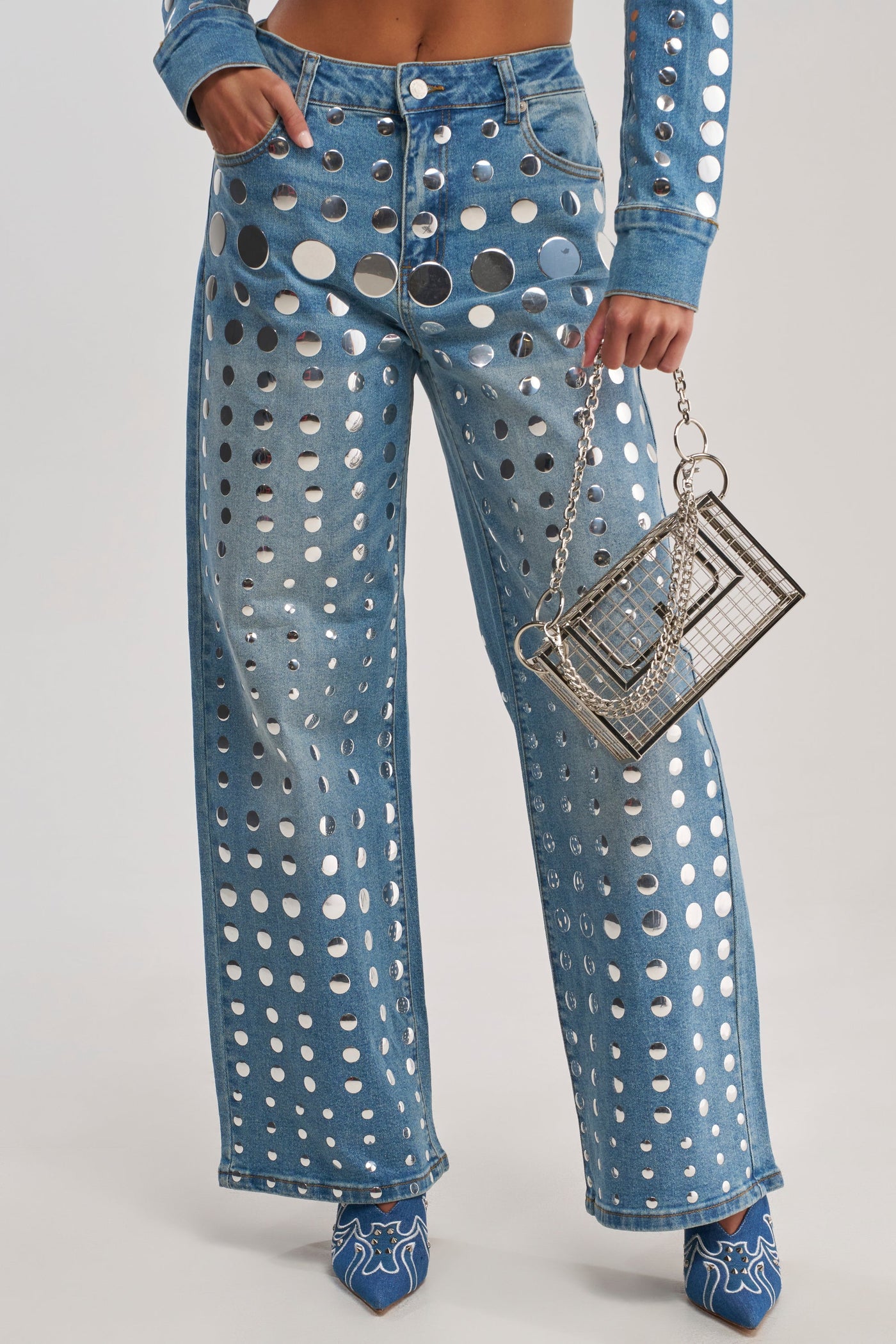 STUDS EVERYWHERE RELAXED DENIM PANT