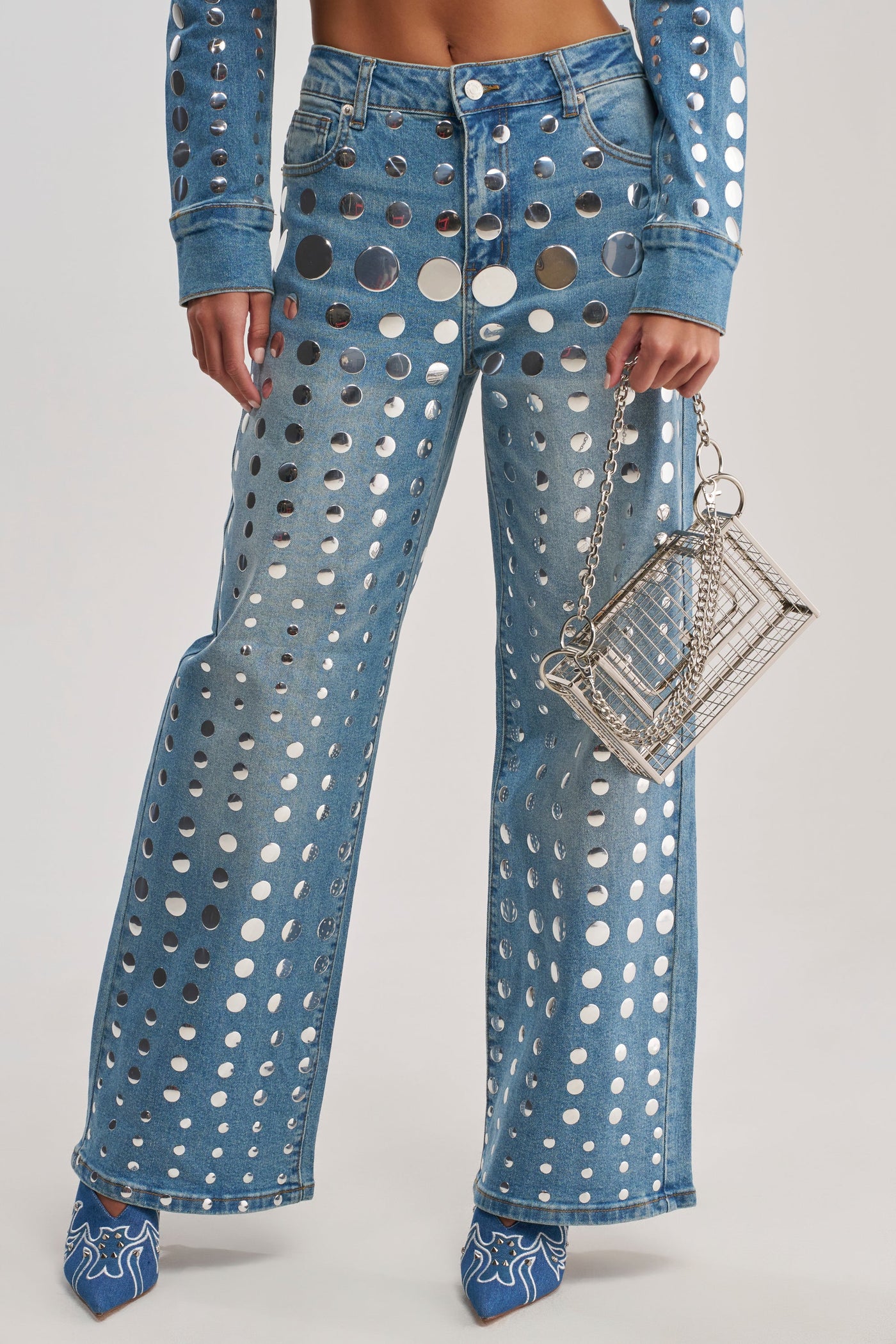 STUDS EVERYWHERE RELAXED DENIM PANT