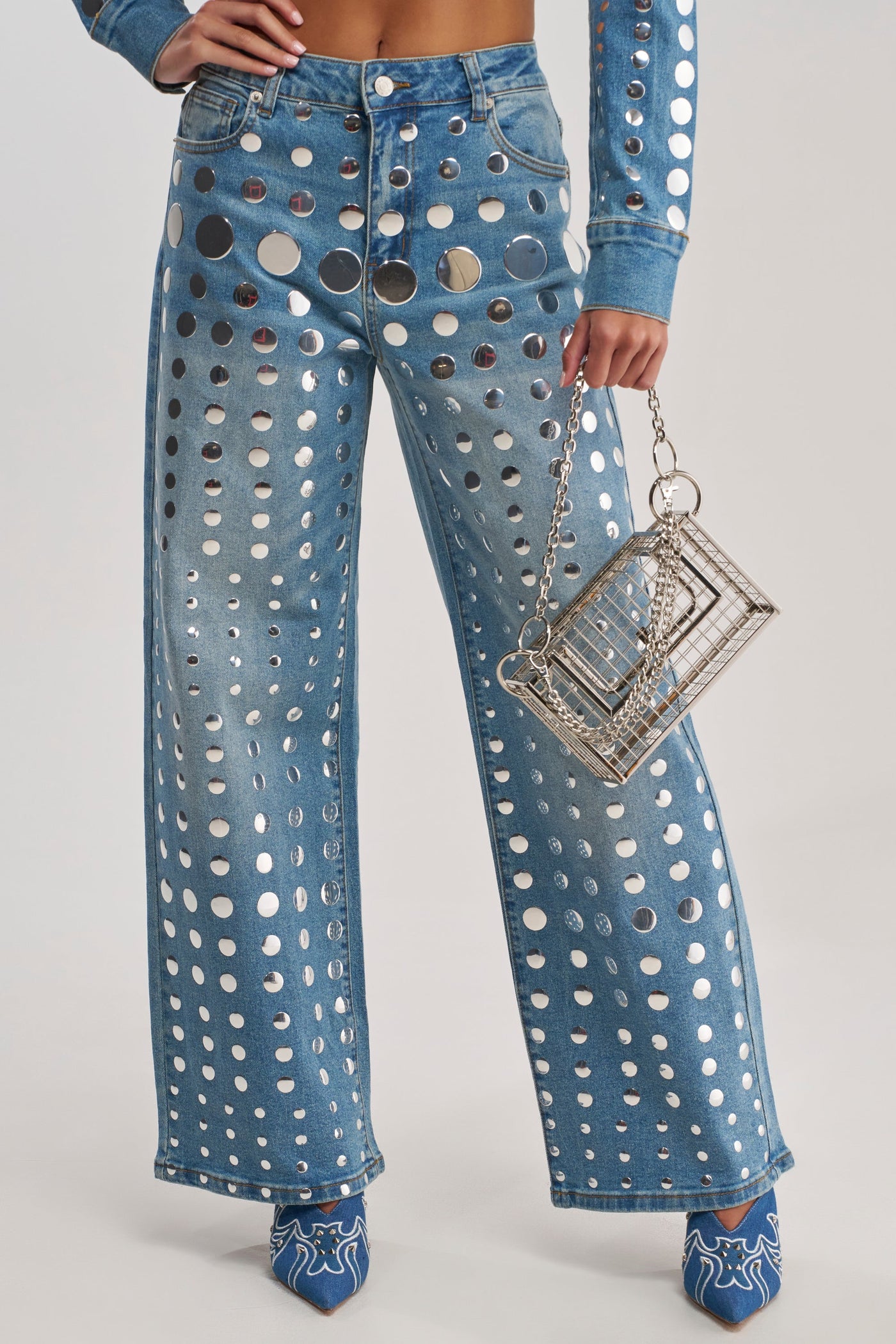 STUDS EVERYWHERE RELAXED DENIM PANT
